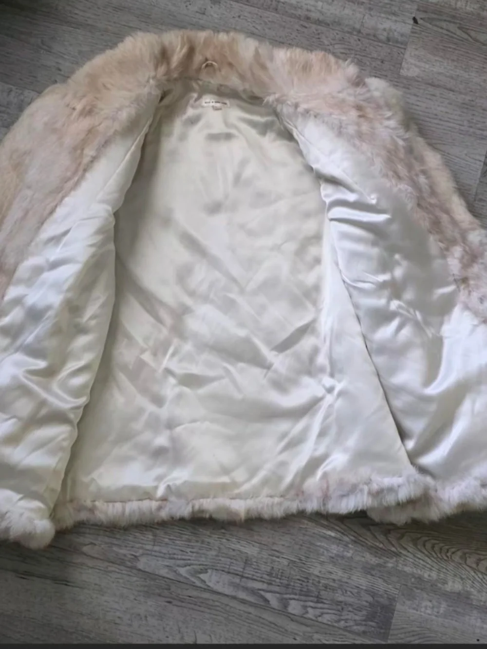Vintage Classic Cream Real Rabbit Fur Jacket - Women's Coat Sz L